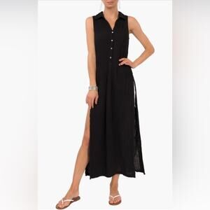 Everyday Ritual Vivienne Sleeveless Cotton Gauze Caftan Dress Top NEW Black